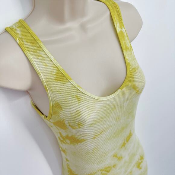 Enza Costa REVOLVE Tie Dye Tank Dress Bodycon Silhouette NEW Size M Yellow White - Picture 2 of 9